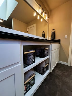 Vanity installation in Custom Bathroom Remodeling Project
