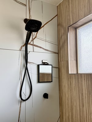 New Shower Head installed in custom tile shower by BetterBath