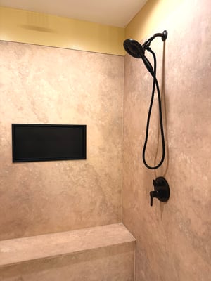 Tyvarian FastBath with bench installed by BetterBath