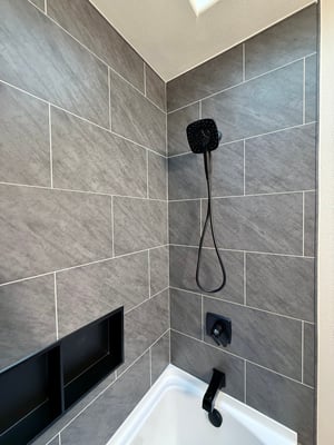 Nuvo Walls and black Accessories in Modern FastBath update by BetterBath